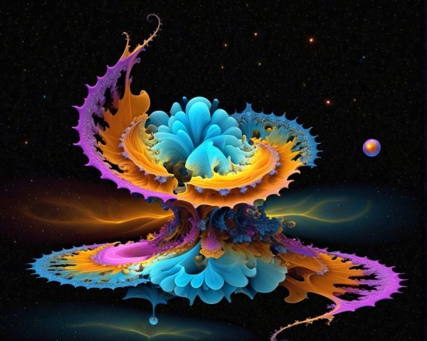 Vibrant Abstract Fractal Design on Black Background