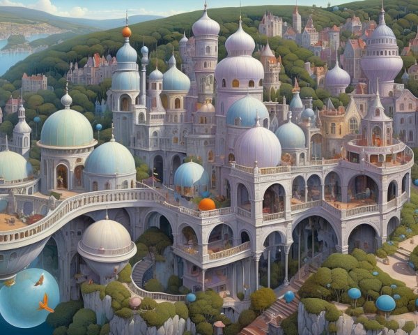 Whimsical Cityscape with Multi-Domed Architecture