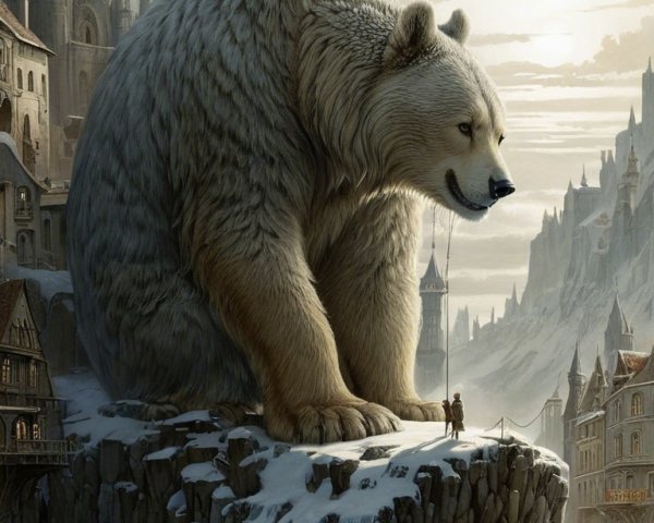 Colossal Polar Bears in a Surreal Landscape Setting