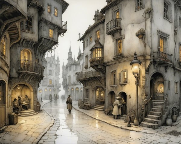 Charming Cobblestone Street in Picturesque Old Town