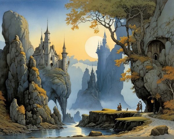 Fantastical Landscape with Castles and Serene River