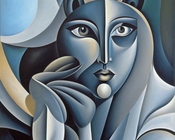 Stylized Portrait of a Thoughtful Woman in Blue Tones