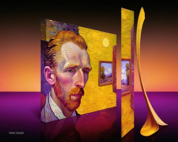 Stylized Self-Portrait with Abstract Elements and Colors