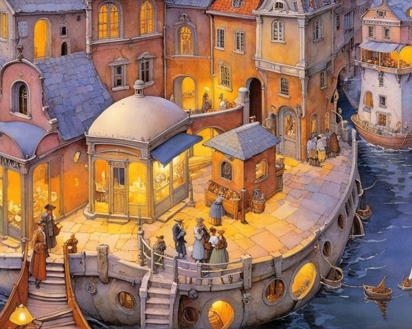 Charming Cityscape with Colorful Buildings and Canal