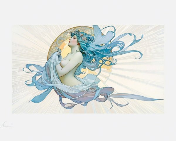 Ethereal Woman with Flowing Hair and Delicate Ornaments