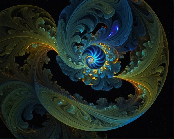 Intricate Fractal Pattern with Colorful Swirls and Depth