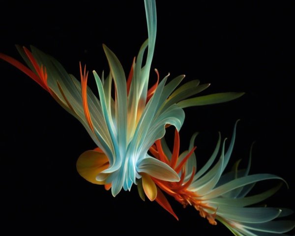 Abstract Composition of Flowing Shapes in Vibrant Colors