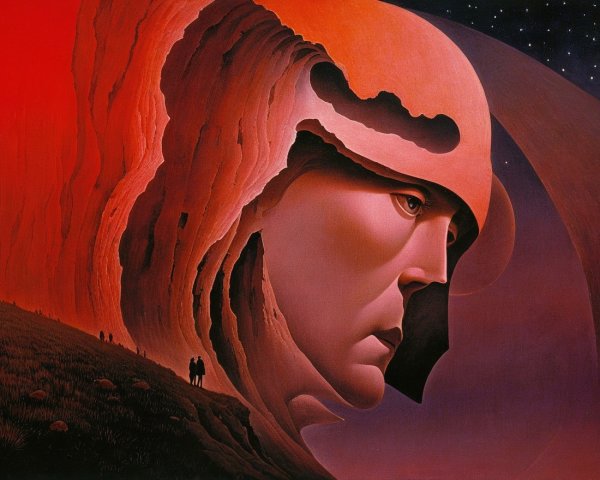 Surreal Landscape with Contemplative Rocky Face