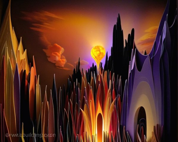 Layered Paper Art Landscape with Vivid Colors