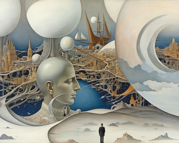 Surreal Landscape Merging Nature and Technology