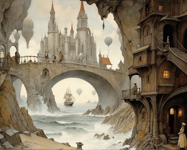 Majestic Castle and Dreamlike Landscape Features