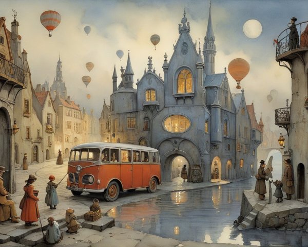 Charming Vintage Town with Cobblestone Streets and Canal