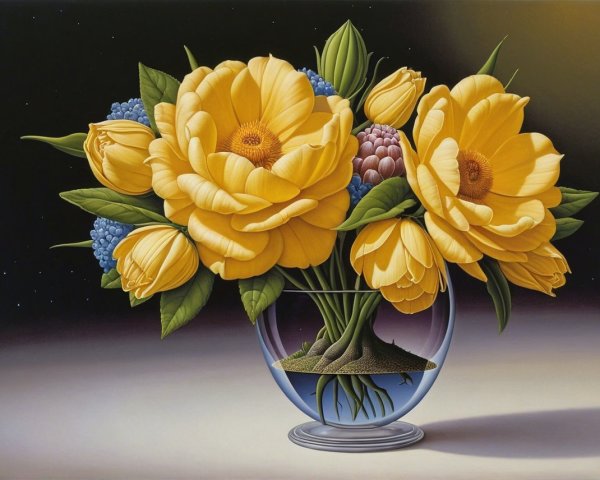 Vibrant Yellow Flower Bouquet in Clear Glass Vase