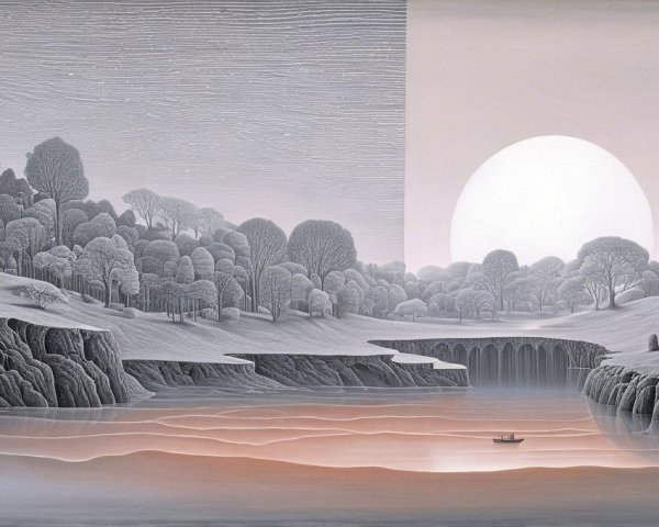 Serene Landscape with Light and Shadow Elements
