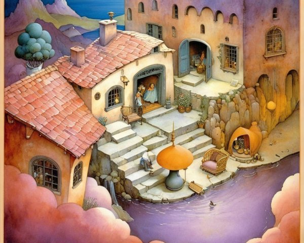 Charming Colorful Buildings by a Serene Waterway