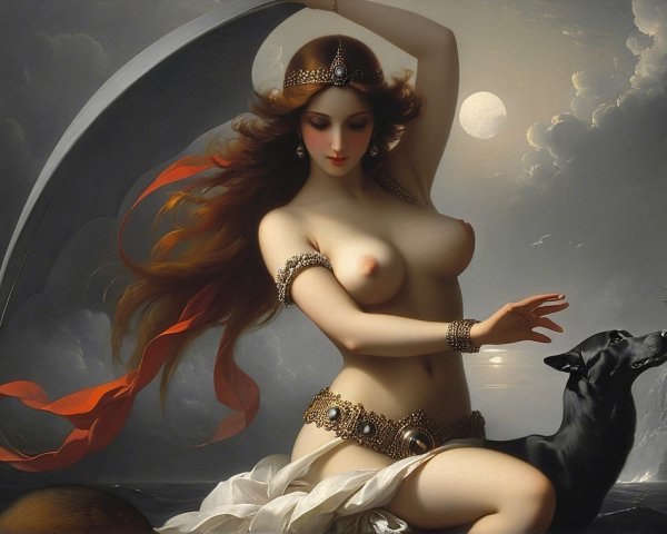 Fantasy Scene of a Mystical Woman by the Sea
