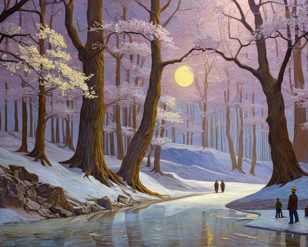 Serene Winter Landscape with Trees and River