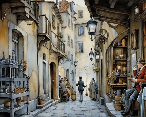 Charming Cobblestone Street with Quaint Buildings