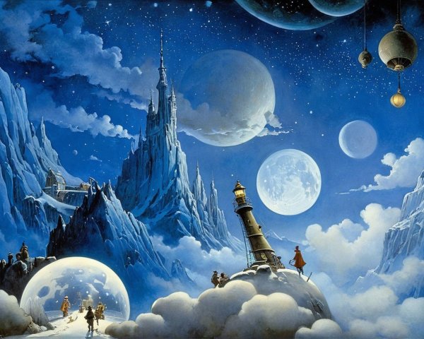 Fantastical Landscape with Ice Mountains and Castle