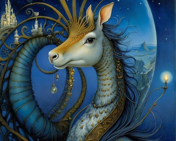 Majestic Creature with Horse-like Head and Crown