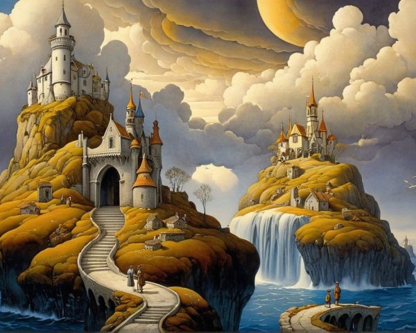 Fantastical Landscape with Castle-Topped Islands
