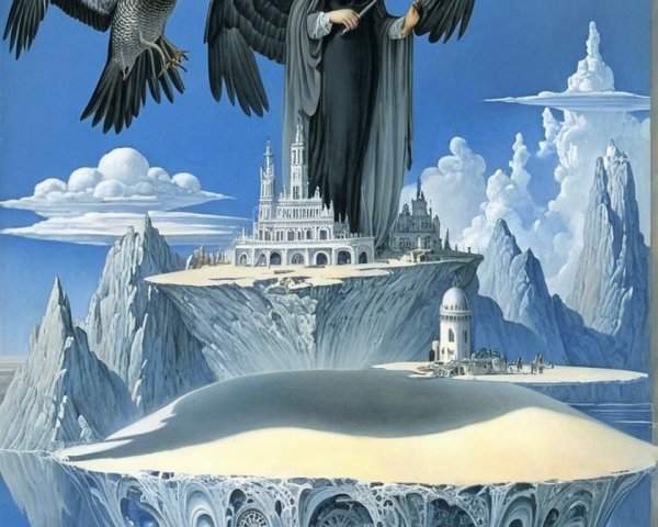 Surreal Landscape with Majestic Woman and Floating Island
