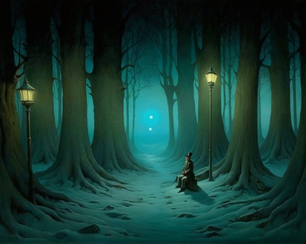 Serene Winter Landscape in an Enchanted Forest