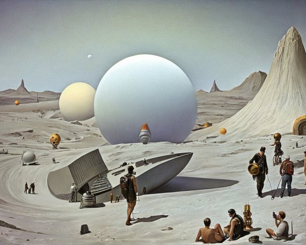 Surreal Otherworldly Landscape with Futuristic Elements