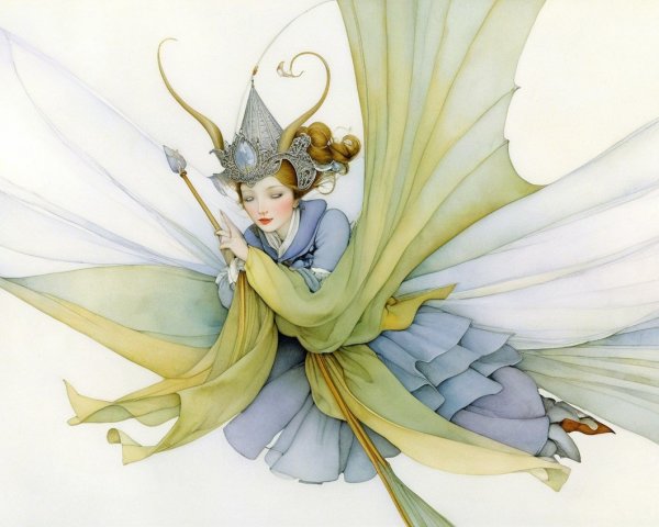 Fairy with Translucent Wings in Ethereal Setting