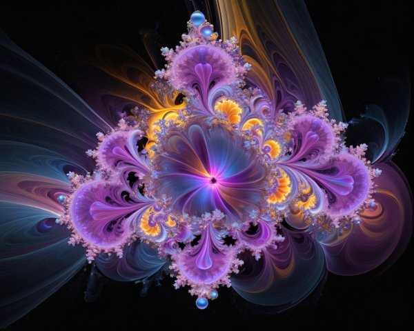 Vibrant Fractal Design with Swirling Patterns and Colors