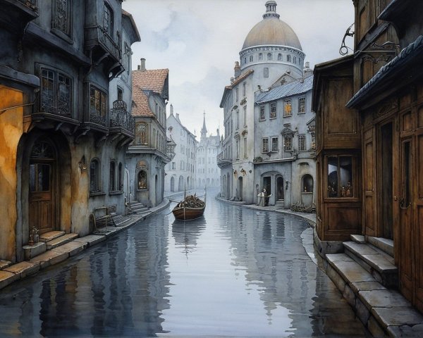 Historic Town Canal with Elegant Buildings and Reflections