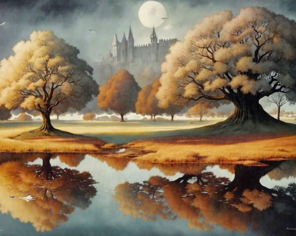 Serene Landscape with Golden Trees and Tranquil River