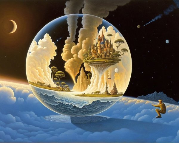 Surreal Artwork of a Fantastical World in a Globe