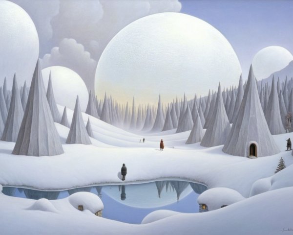 Serene Winter Landscape with Snow-Covered Peaks