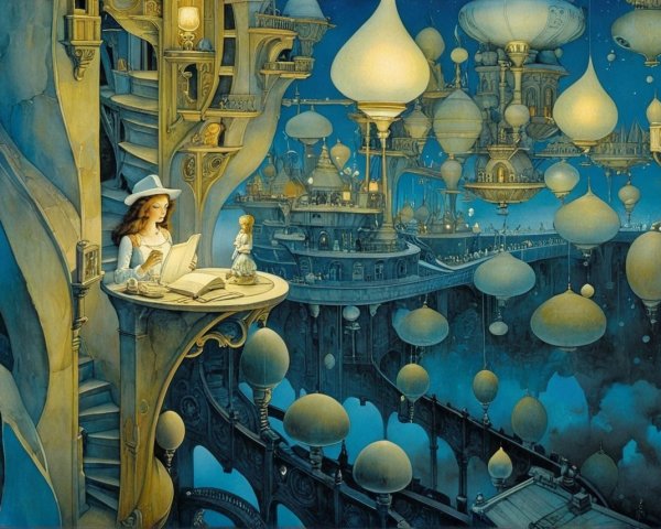 Enchanting Dreamlike Cityscape with Elegant Towers