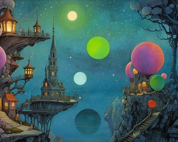 Surreal Floating Islands in a Dreamy Landscape