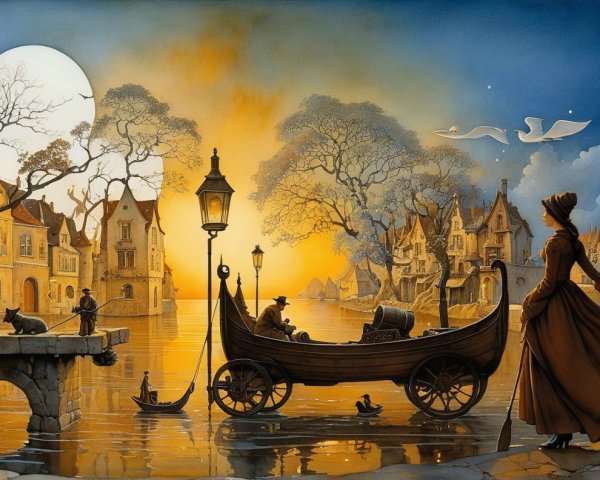 Serene Sunset Over a Quiet Riverside Landscape