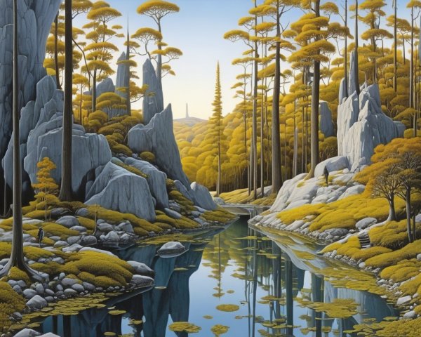 Serene Landscape with Golden Foliage and Calm River