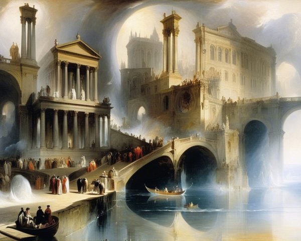 Ethereal Cityscape with Majestic Architecture and Light