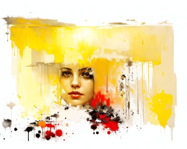 Woman's Face in Vibrant Abstract Color Splash