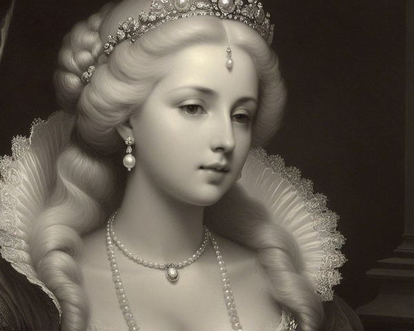 Detailed Portrait of a Noblewoman in Elegant Attire