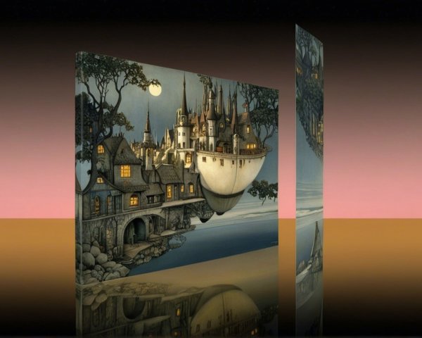 Whimsical Floating Cityscape with Glowing Architecture