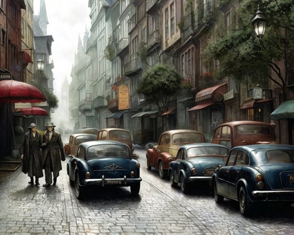 Narrow Vintage European Street with Quaint Buildings