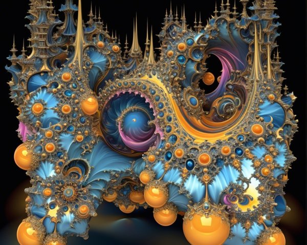 Intricate Fractal Structure with Spirals and Colors