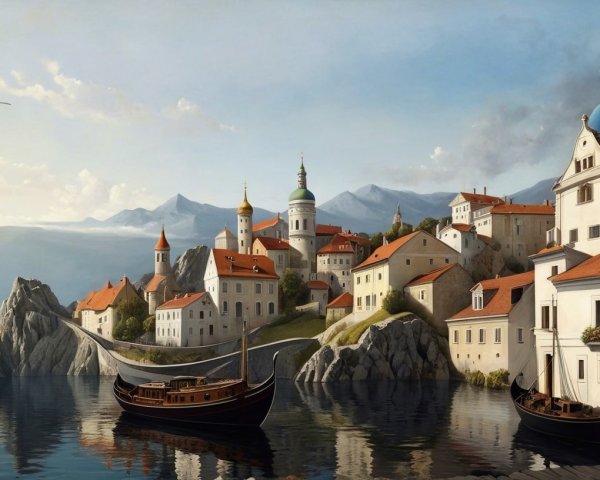 Serene Coastal Village with Historic Architecture