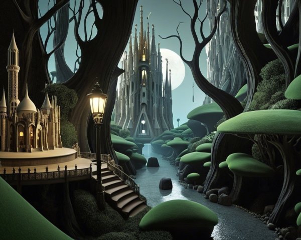 Serene River and Castle in a Fantastical Landscape