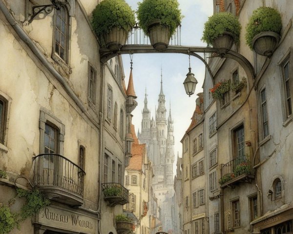 Charming Cobblestone Street with Quaint Buildings