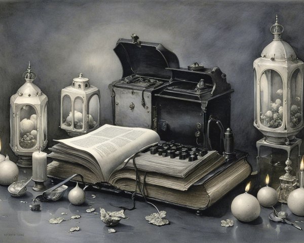 Still Life with Vintage Book and Decorative Elements