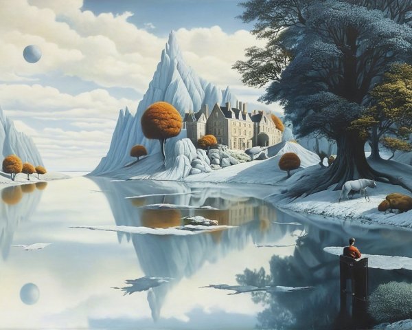 Serene Mountain Landscape with Reflective Lake and Trees
