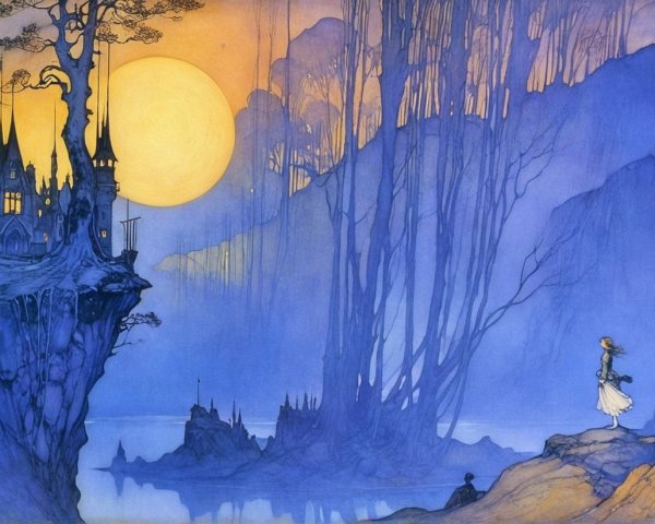Twilight Landscape with Castle and Solitary Figure